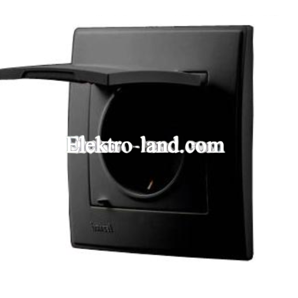 Розетка с заземлением с крышкой Lezard Lesya, антрацит (705-4242-123)